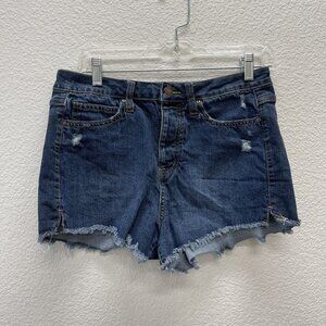 RSQ Jean Shorts 7 w 28 Cut Off Med Wash Summer Stretch Boyfriend Destroyed